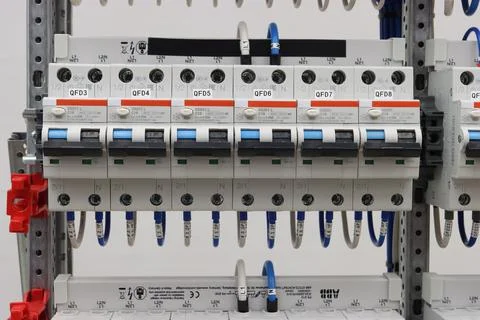 Installation of an electrical panel. Stock Photos
