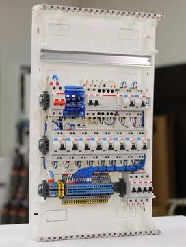 Installation of an electrical panel. Stock Photos
