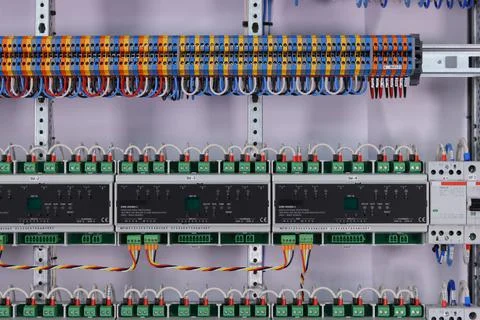 Installation of an electrical panel. Stock Photos