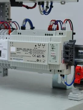 Installation of an electrical panel. Stock Photos
