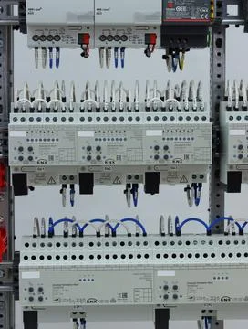 Installation of an electrical panel. Stock Photos