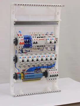 Installation of an electrical panel. Stock Photos