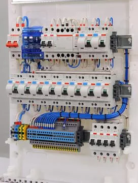 Installation of an electrical panel. Stock Photos