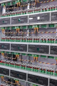 Installation of an electrical panel. Stock Photos