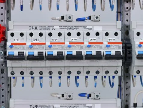 Installation of an electrical panel. Stock Photos