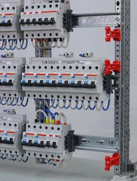 Installation of an electrical panel. Stock Photos