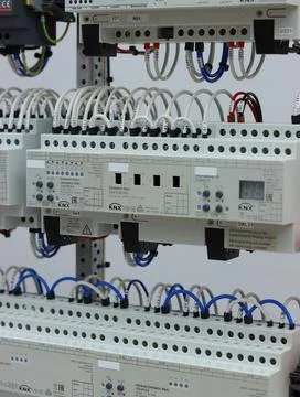 Installation of an electrical panel. Stock Photos