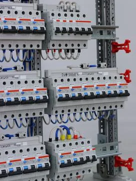 Installation of an electrical panel. Stock Photos