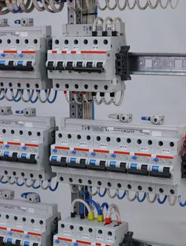 Installation of an electrical panel. Stock Photos