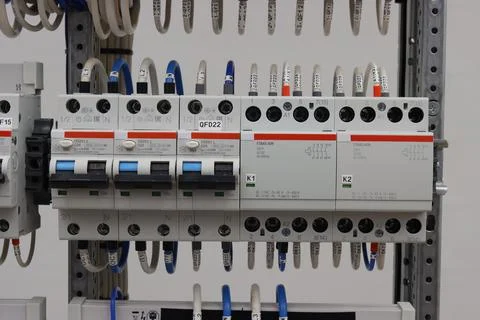 Installation of an electrical panel. Stock Photos