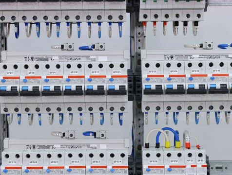 Installation of an electrical panel. Stock Photos
