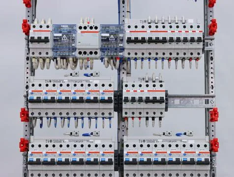 Installation of an electrical panel. Stock Photos