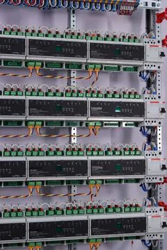 Installation of an electrical panel. Stock Photos