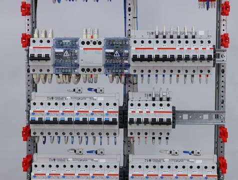 Installation of an electrical panel. Stock Photos
