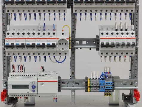 Installation of an electrical panel. Stock Photos