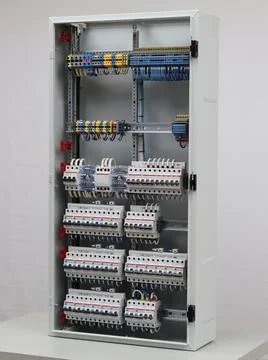 Installation of an electrical panel. Stock Photos