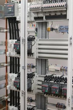 Installation of an electrical panel. Stock Photos