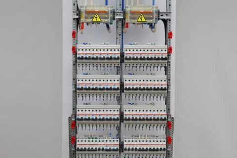 Installation of an electrical panel. Stock Photos