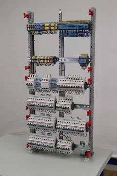 Installation of an electrical panel. Stock Photos
