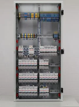 Installation of an electrical panel. Stock Photos