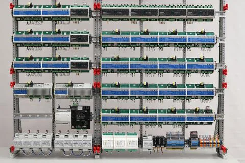 Installation of an electrical panel. Stock Photos
