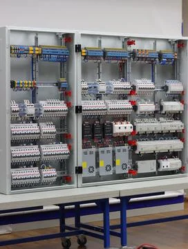 Installation of an electrical panel. Stock Photos