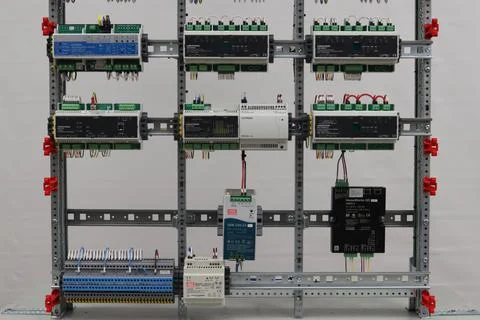 Installation of an electrical panel. Stock Photos