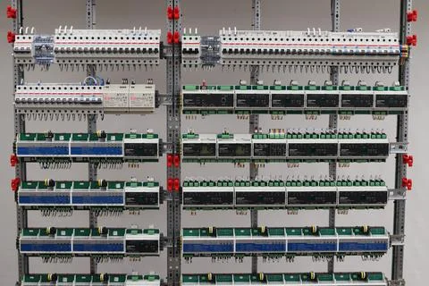 Installation of an electrical panel. Stock Photos