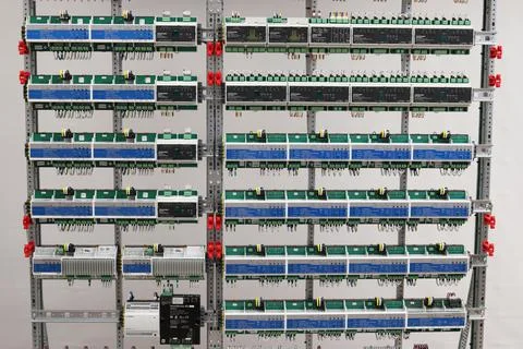Installation of an electrical panel. Stock Photos