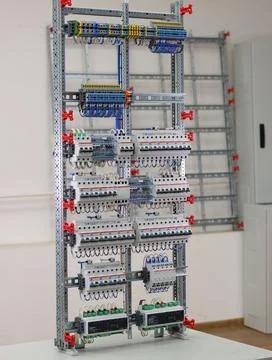 Installation of an electrical panel. Stock Photos