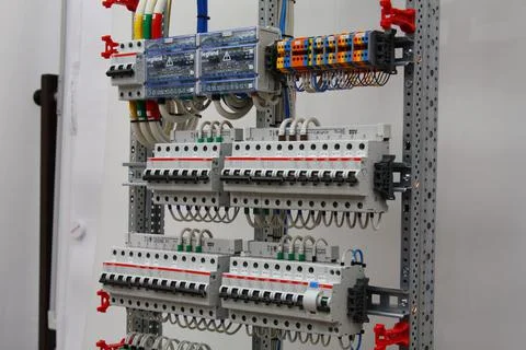 Installation of an electrical panel. Stock Photos