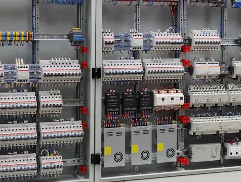 Installation of an electrical panel. Stock Photos