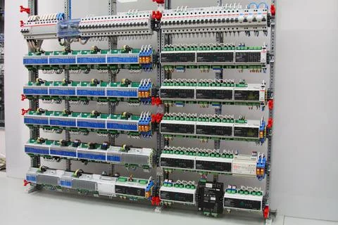 Installation of an electrical panel. Stock Photos