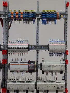 Installation of an electrical panel. Stock Photos