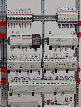 Installation of an electrical panel. Stock Photos