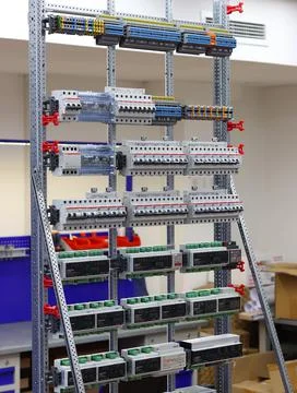 Installation of an electrical panel. Stock Photos