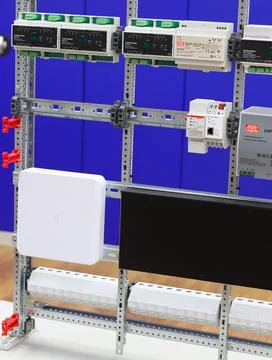 Installation of an electrical panel. Stock Photos
