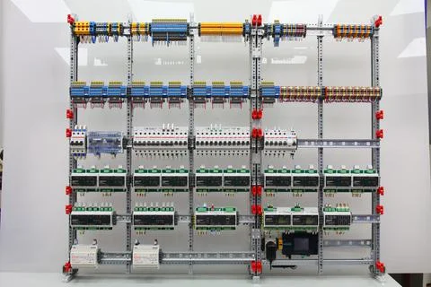 Installation of an electrical panel. Stock Photos