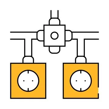 Installation of electrical socket icon color illustration Stock Illustration