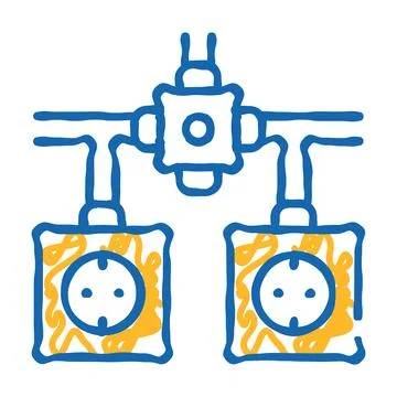 Installation of electrical socket icon doodle illustration Stock Illustration