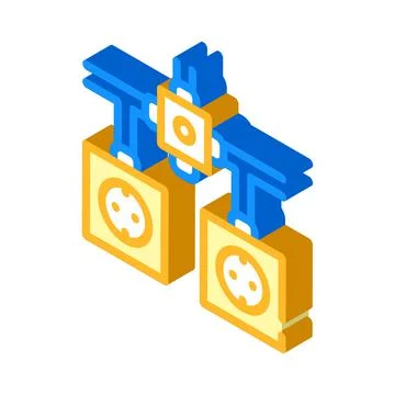 Installation of electrical socket isometric icon vector illustration Stock Illustration