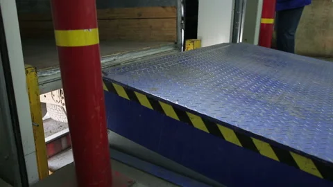 Installation of the equipment for loading in trailer of semi truck. Order for ca Video stock 199486924