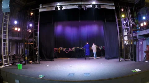 Installation of equipment on stage Stock Footage 46792204