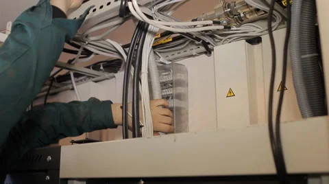 Installation of fiber-optic equipment in the base stations Stock Footage 52550308