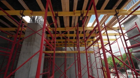  Installation of formwork for pouring concrete Stock Footage 198737052