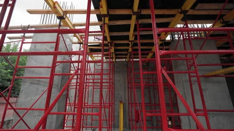  Installation of formwork for pouring concrete Stock Footage 198737331
