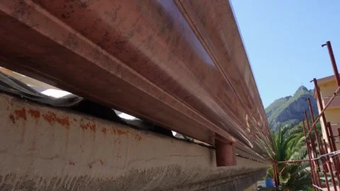 Installation of a gutter system. Stock Footage 333471312