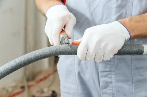 Installation of home heating. Stock Photos