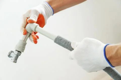 Installation of home heating. Stock Photos