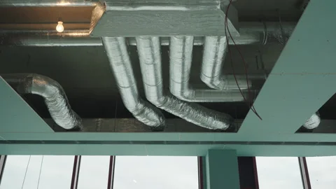 Installation of HVAC systems in an office building Stock Footage 328002447